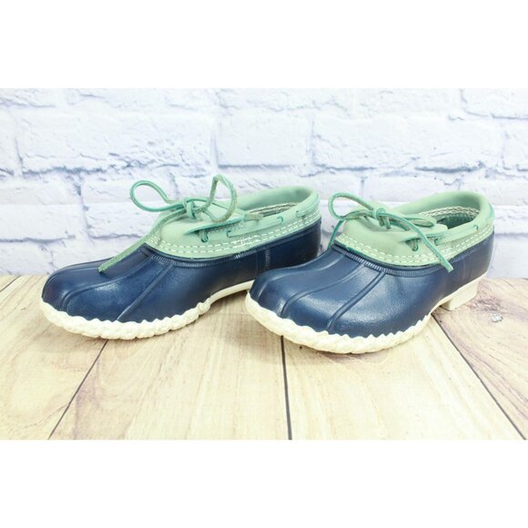 LL Bean Women's Blue Rubber Unlined Moccasin Low Ankle Duck Boots Size 6 M - Picture 2 of 10